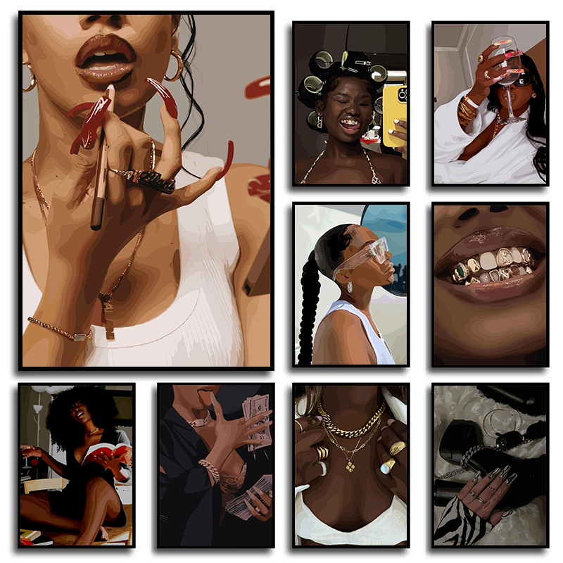 Fashion Women Picture - Modern Afro-Amerikan Siyahi Kadın Moda Portresi