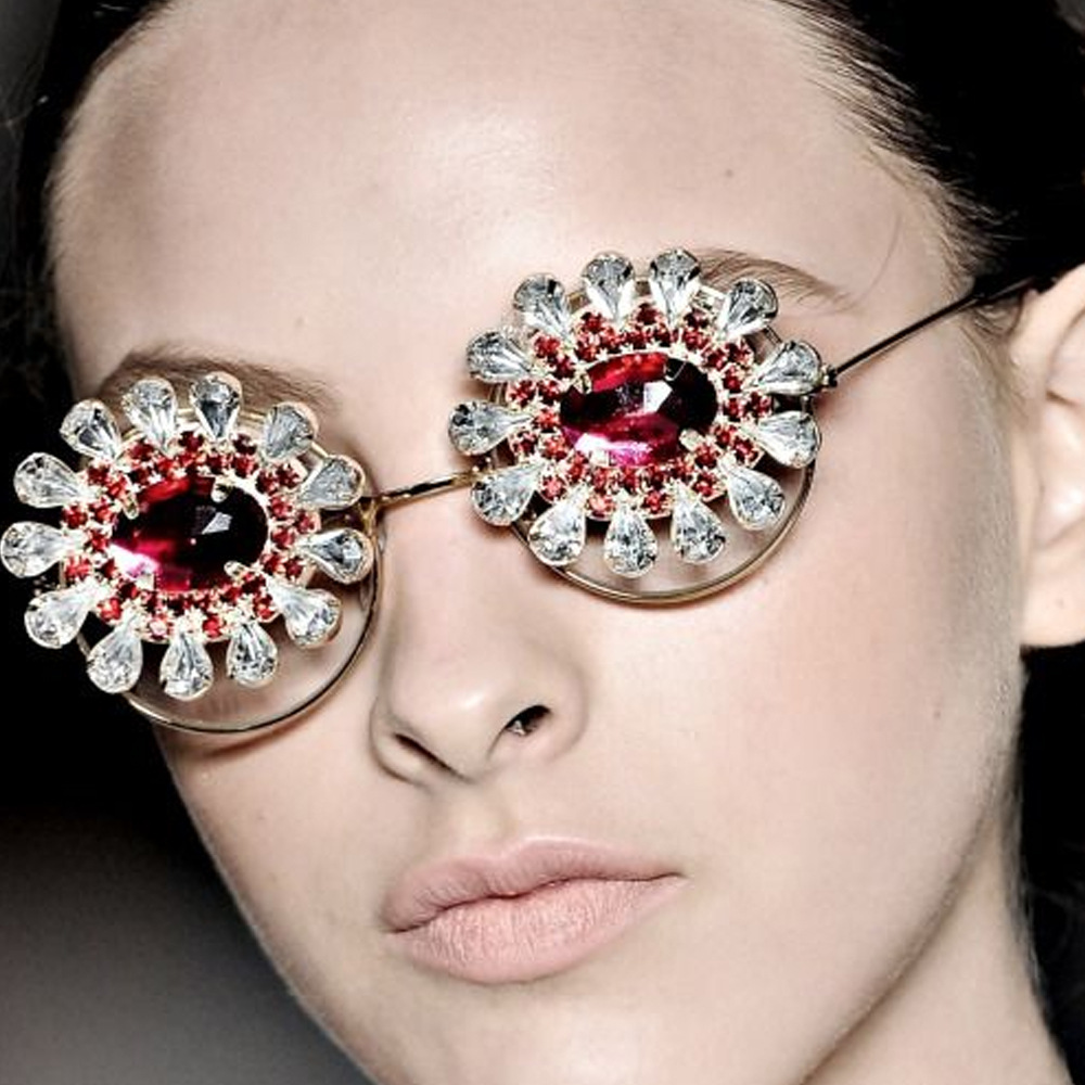 Women'S Fashion Eyeglass Frames - Stonefans Geometrik Kristal Gözlük Çerçevesi Hiçbir