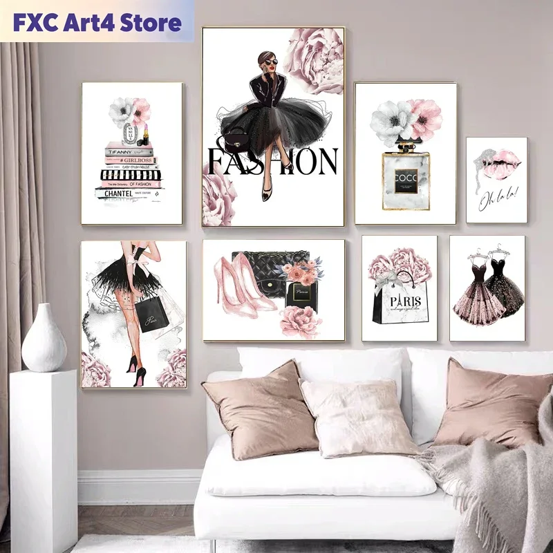 Fashion Women Picture - Çerçevesiz Moda Kadın Parfümü Poster Baskıları