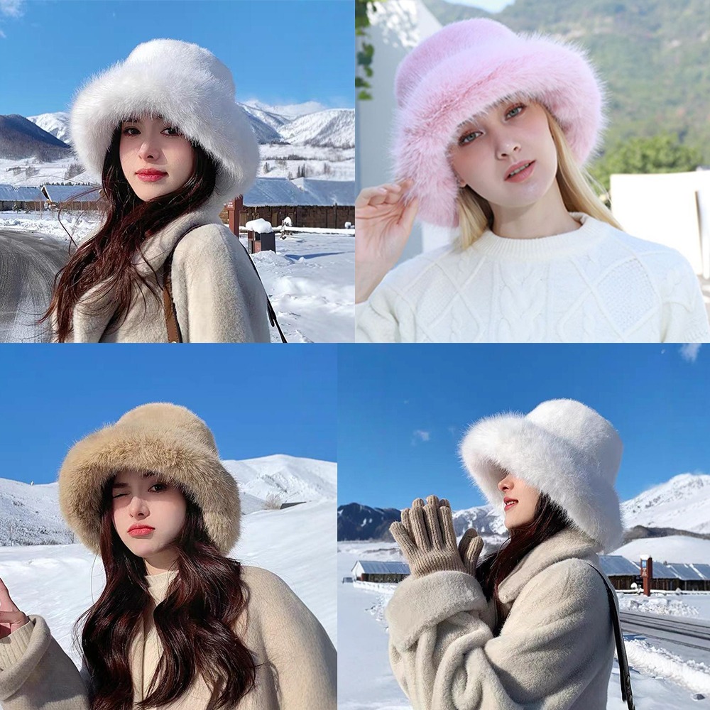 Yeni Sıcak Kabarık Kürk Kova Ş - Bucket Hat Women incelemesi ve fiyatı