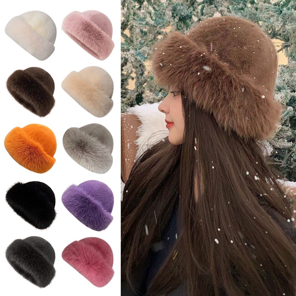 Yeni Kabarık Kürk Kış Şapka Dü - Bucket Hat Women incelemesi ve fiyatı