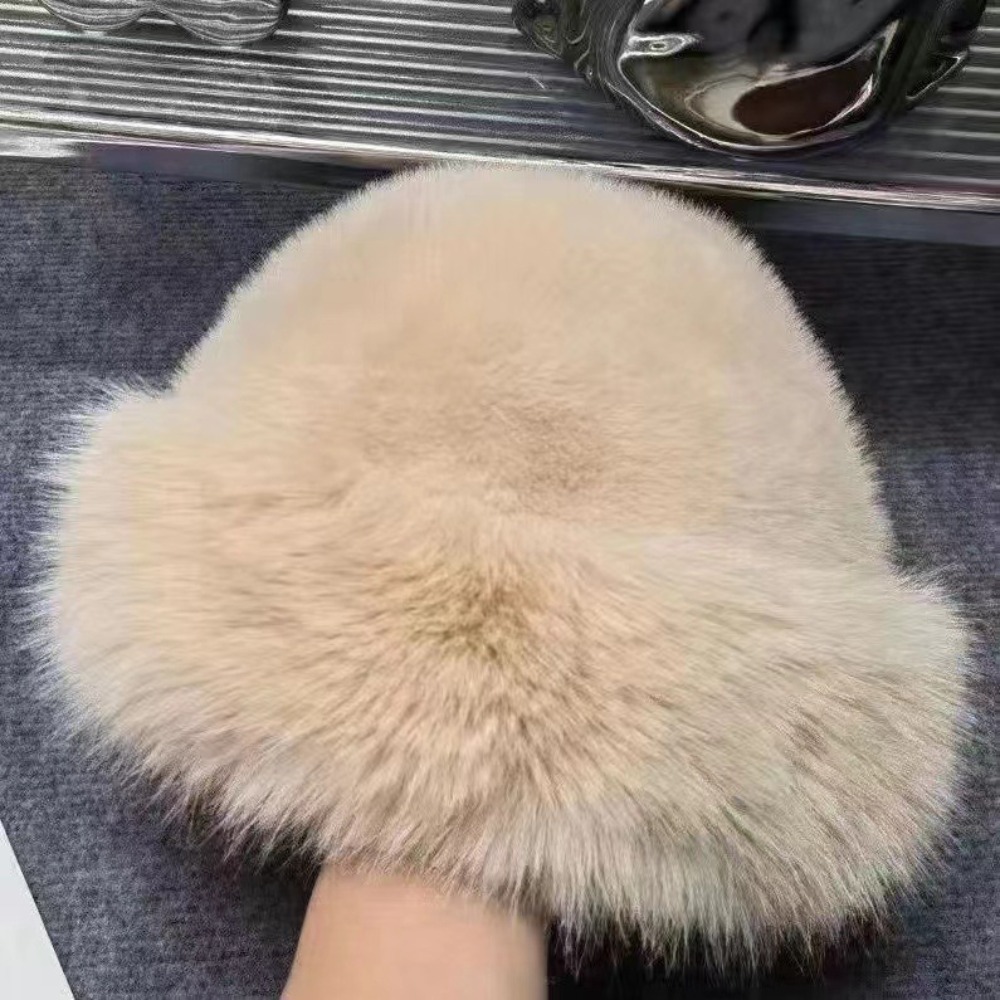 Yeni Sıcak Kabarık Kürk Kova Ş - Bucket Hat Women incelemesi ve fiyatı